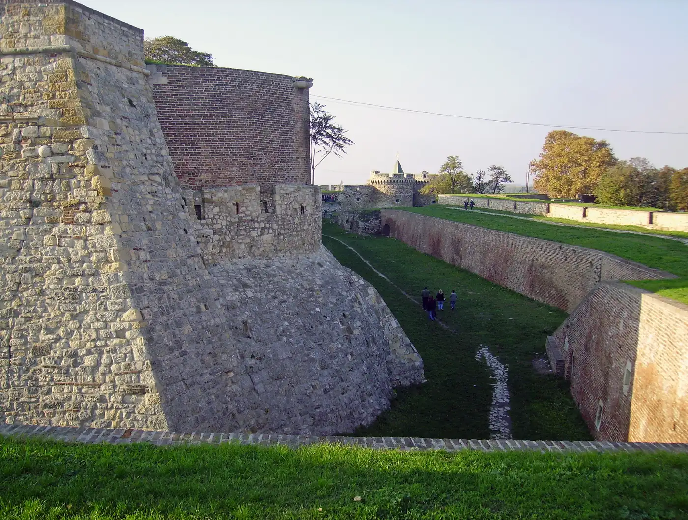 Stone bastion walls and a dry moat at Belgrade Fortress