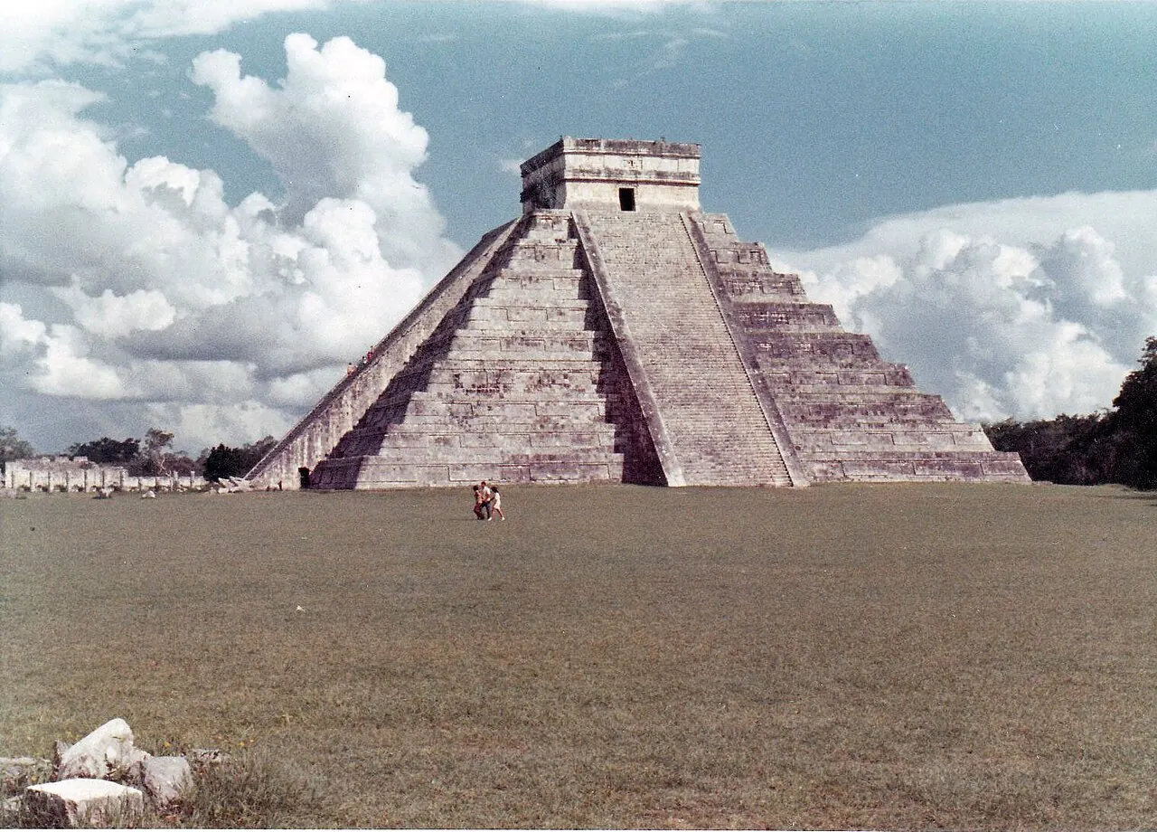 The pyramid rising over bare ground