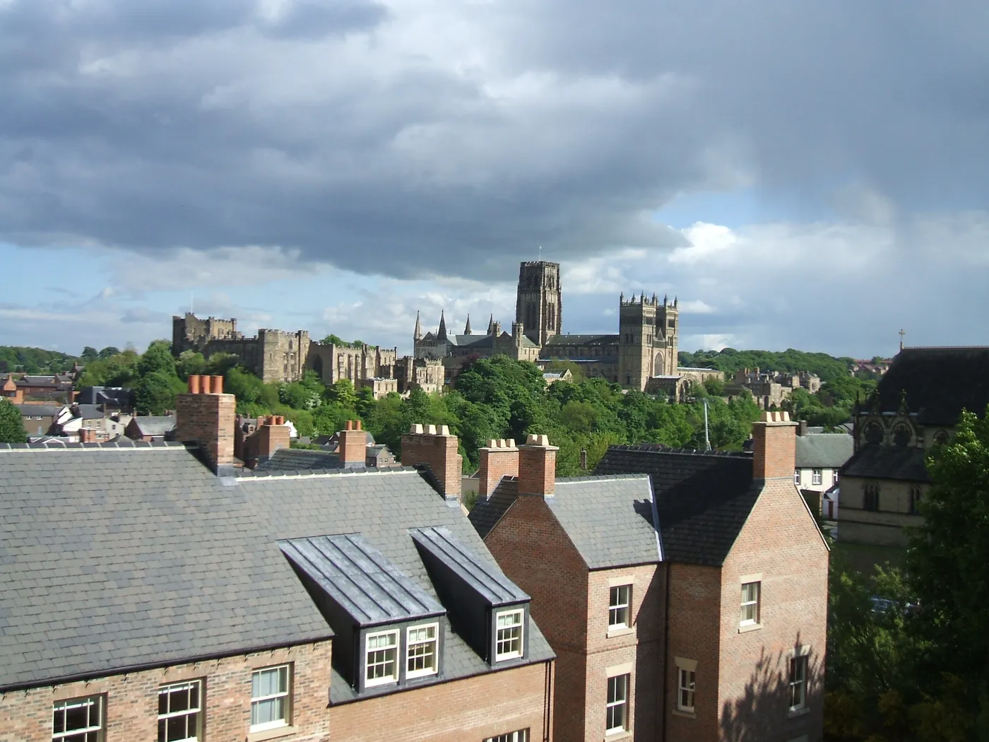 Durham's skyline with the cathedral seen from the railway viaduct
