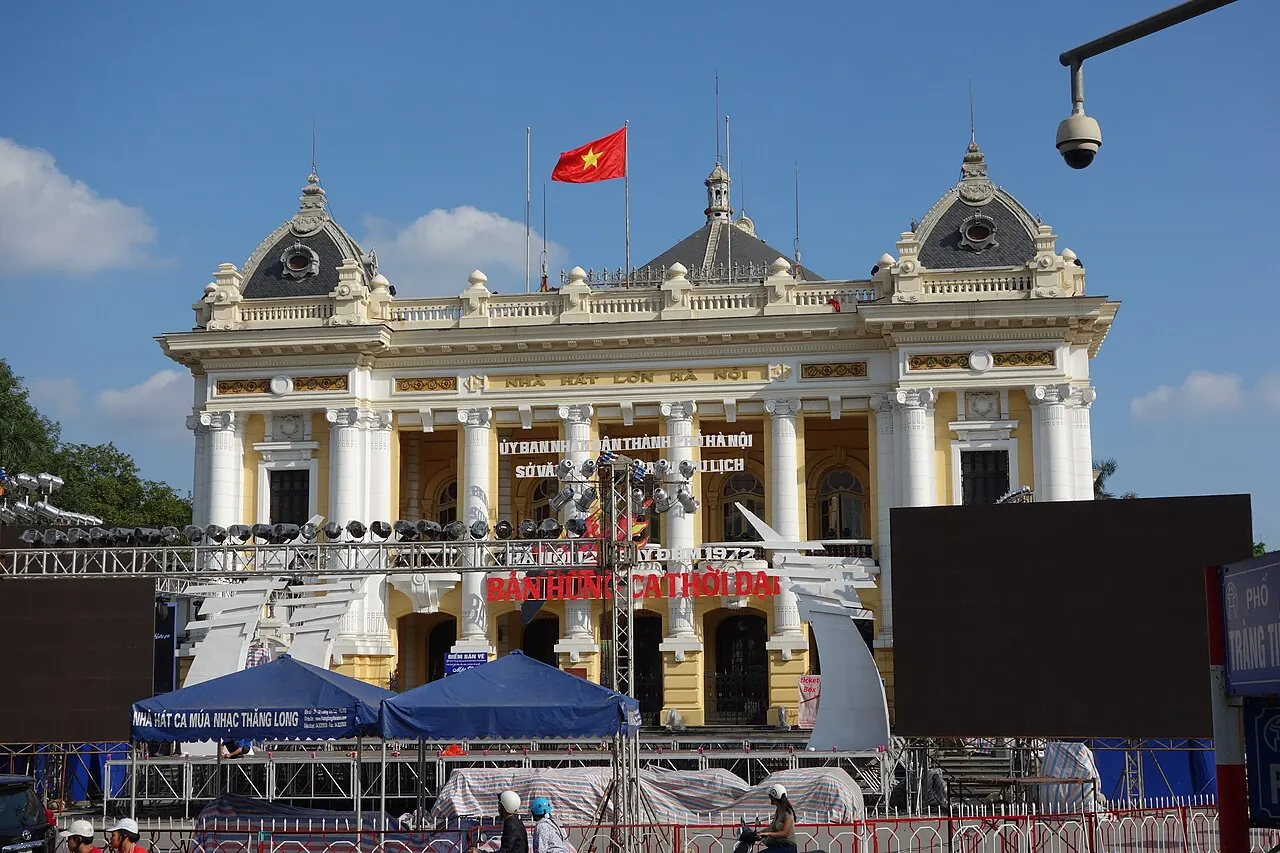 The Opera House entrance with a barrier in front