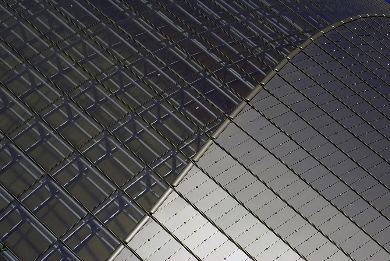 Detail of the dome's titanium panelling