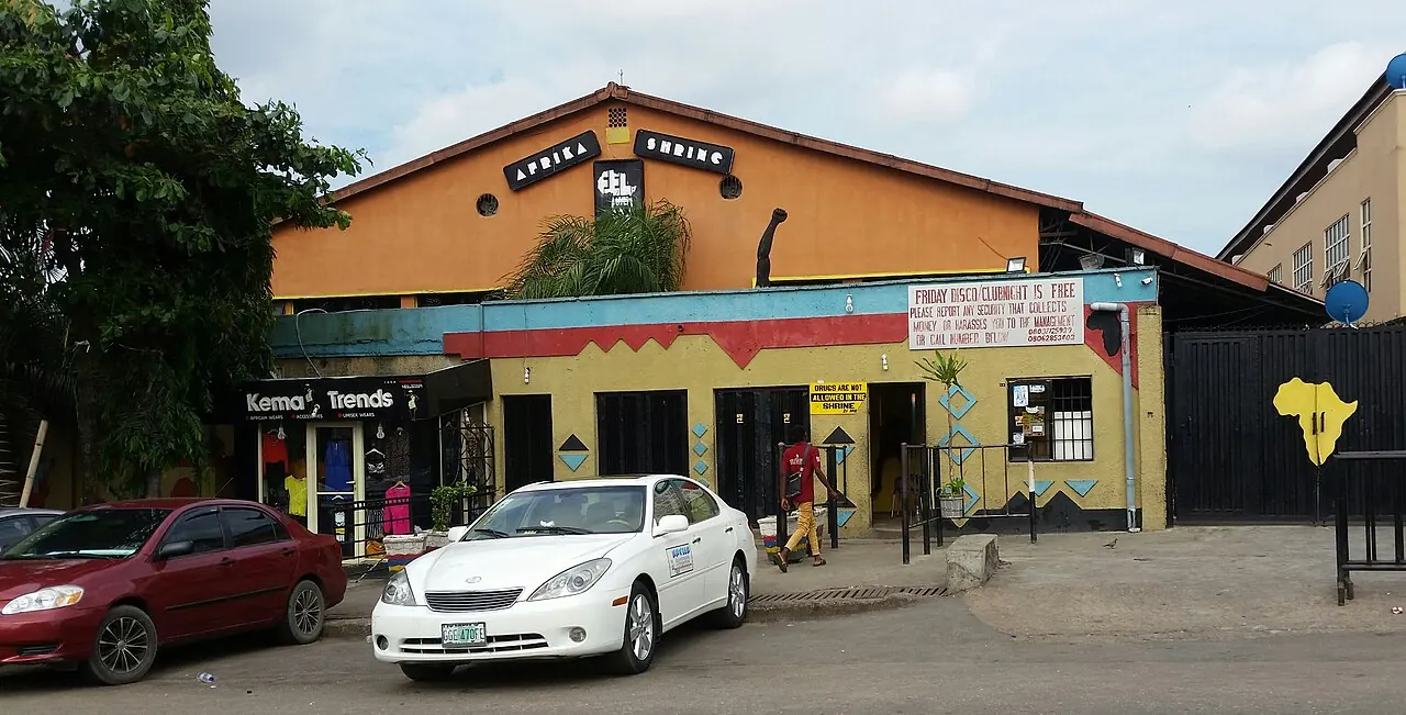 The painted exterior of a building and car park