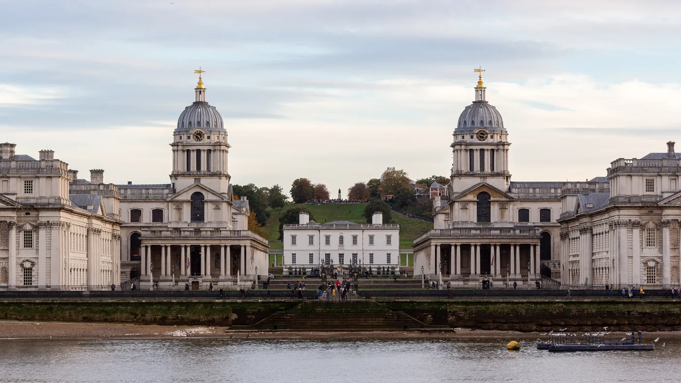 The Old Royal Naval College and the Queen's House seen from across the Thames