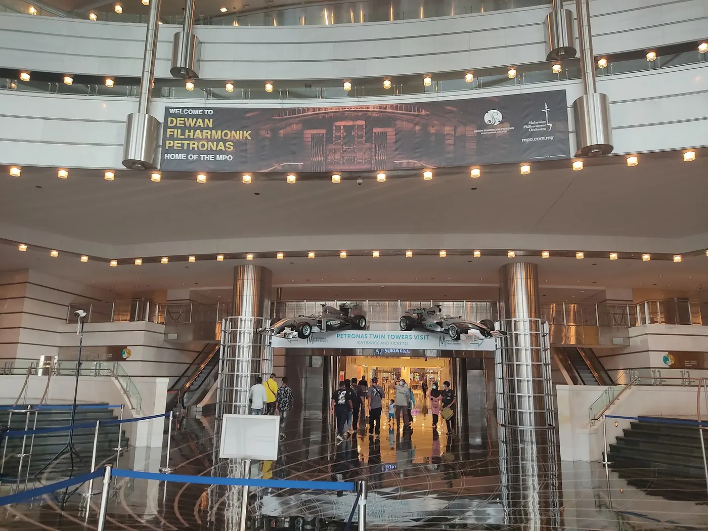 The entrance hall of the Philharmonic Hall beneath the Petronas Towers