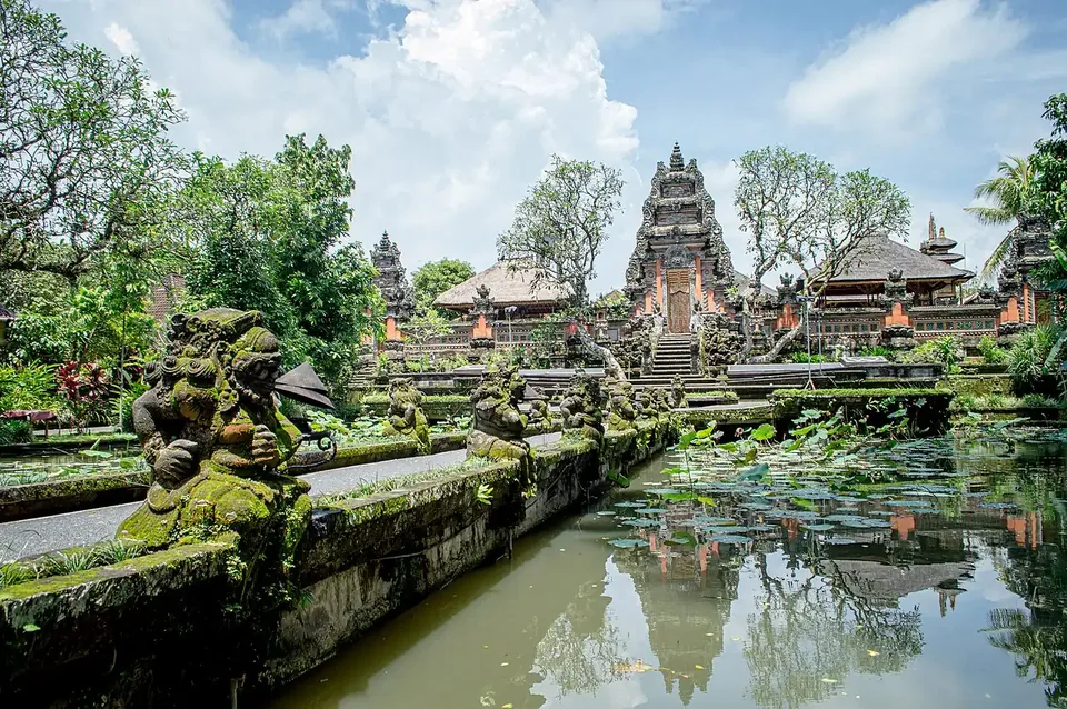The lotus pond in front of the Taman Saraswati temple in Ubud