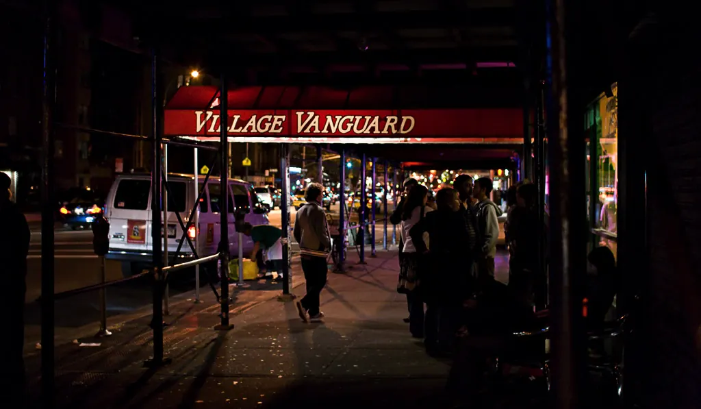 The Village Vanguard awning at night