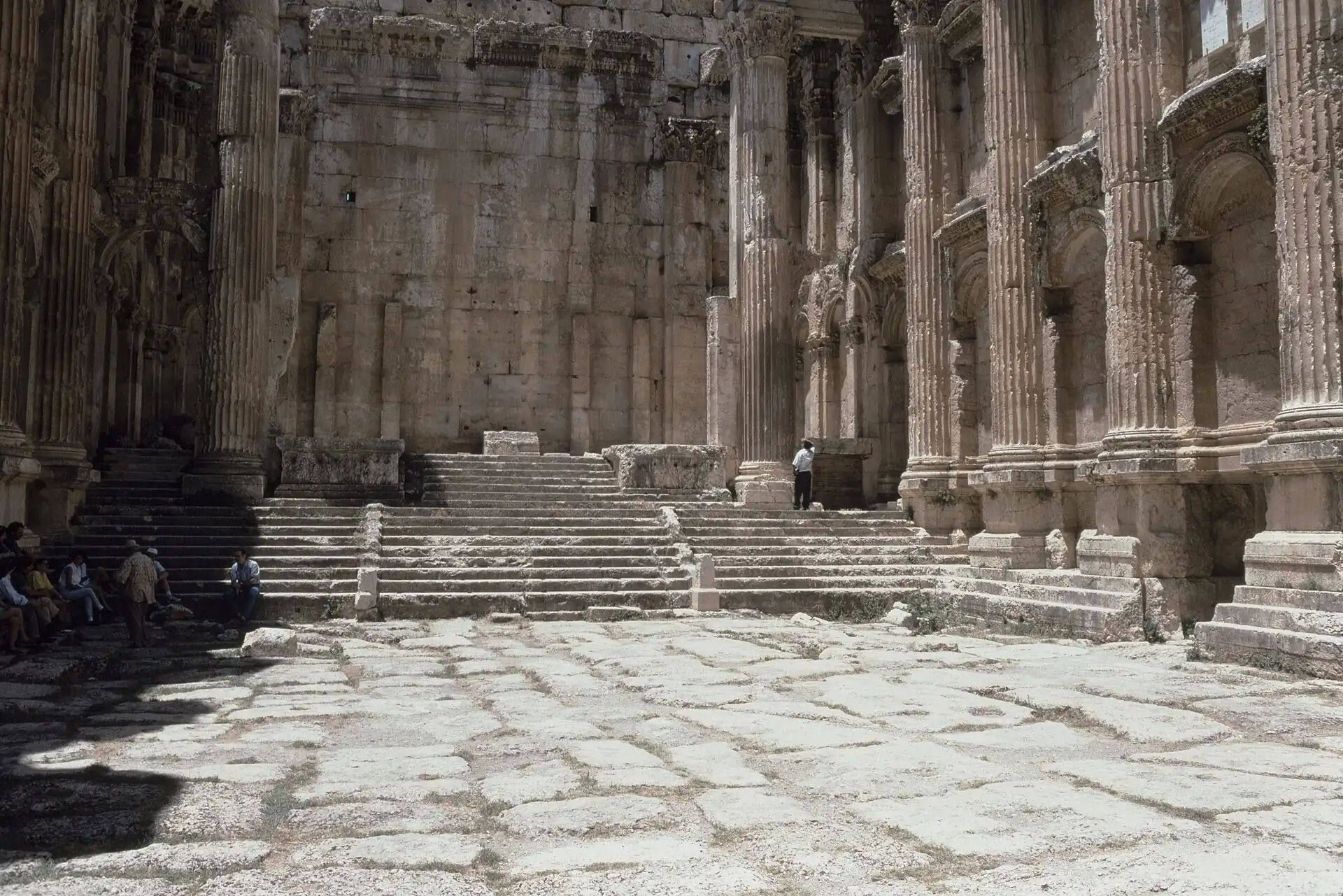 Ruined Roman columns and temple steps at Baalbek