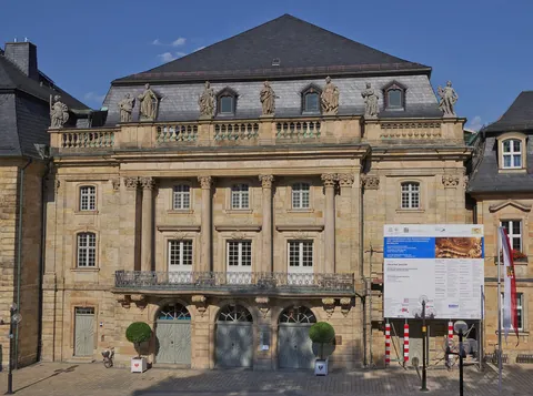 The pale stone front of the Margravial Opera House in Bayreuth