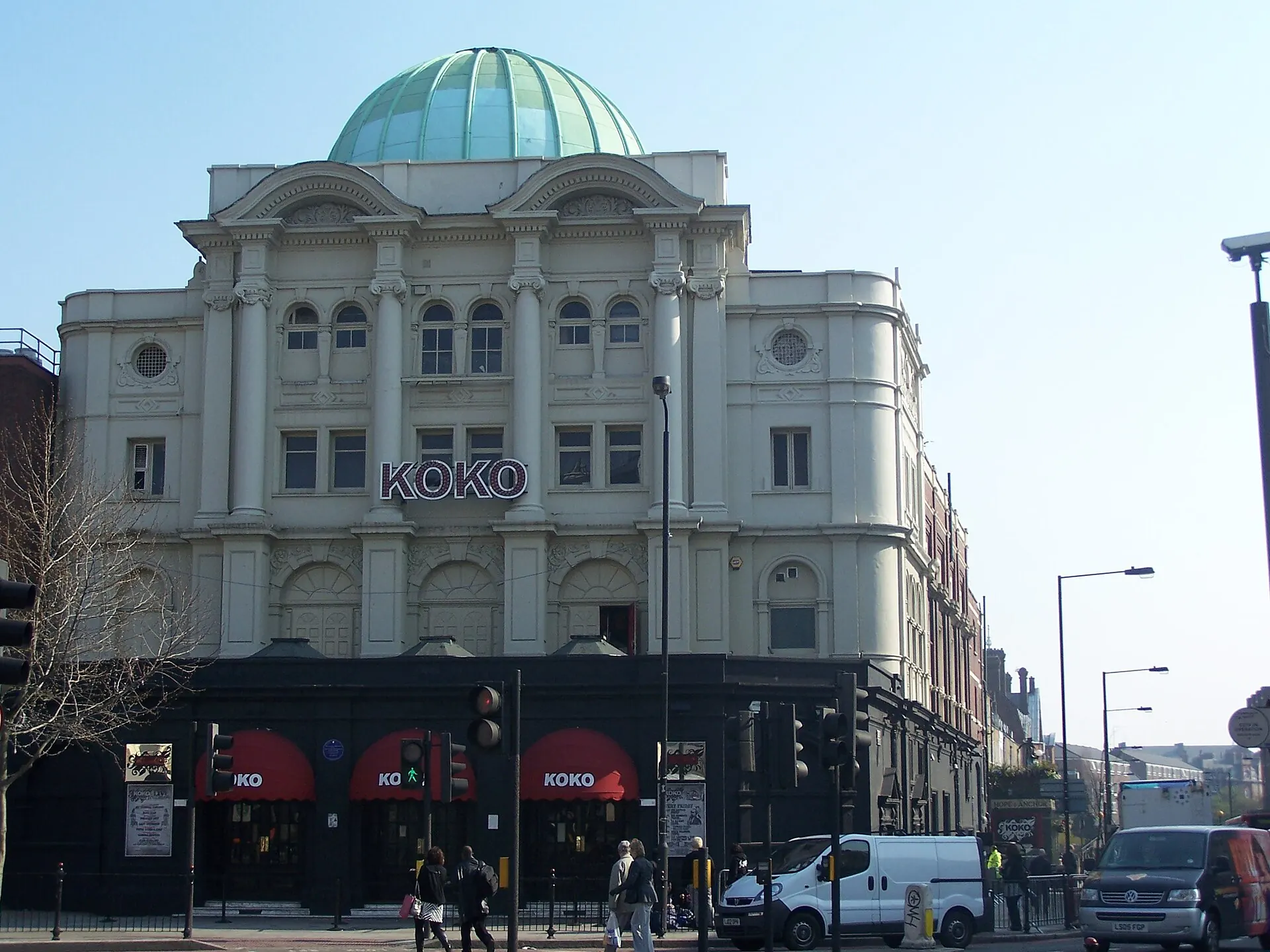 The white domed corner facade of KOKO in Camden