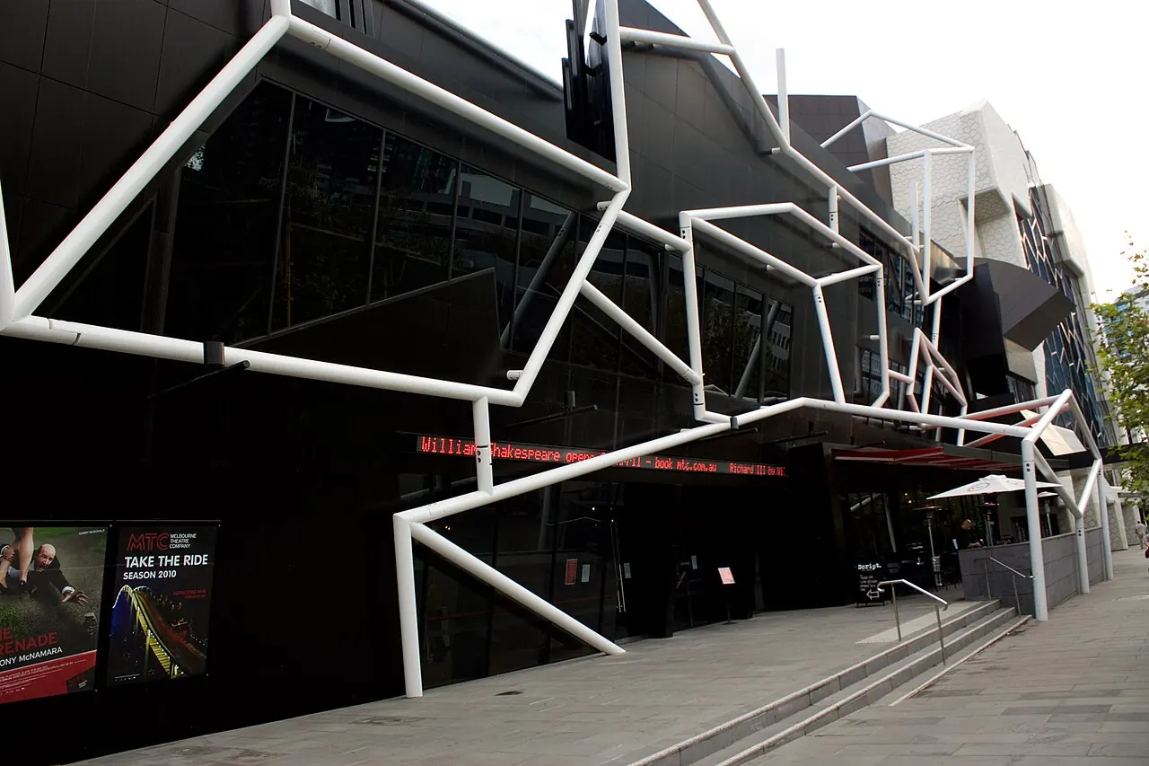 The black and white angular facade of the Melbourne Recital Centre